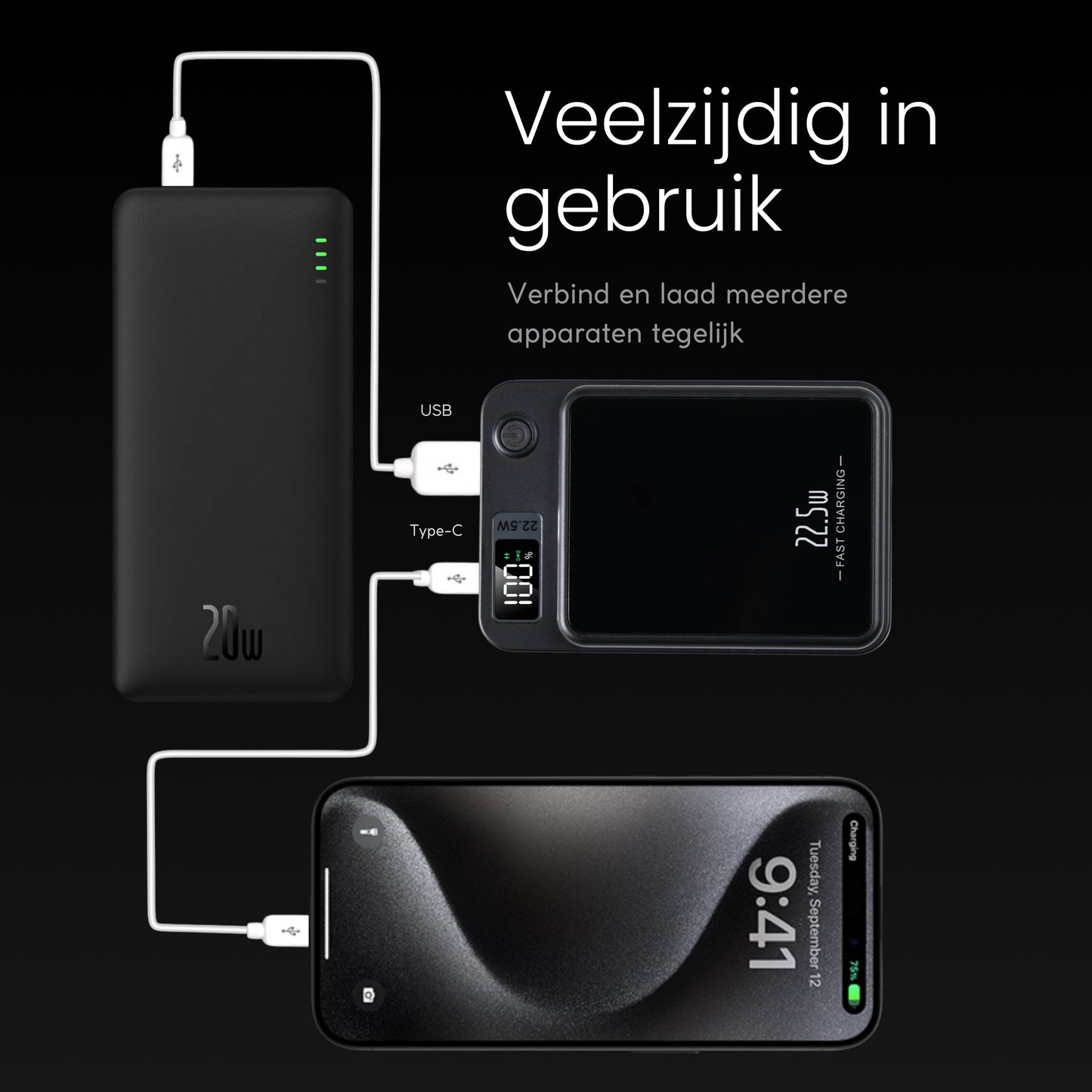 DEPLAND Draadloze Powerbank